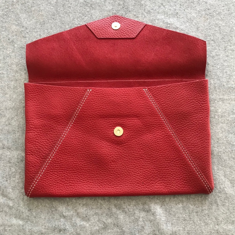 J. McLaughlin red leather envelope bag